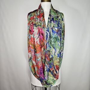 Lulla Collection 40x74" Infinity Scarf Sarong Floral Rainbow Sheer New Anthro